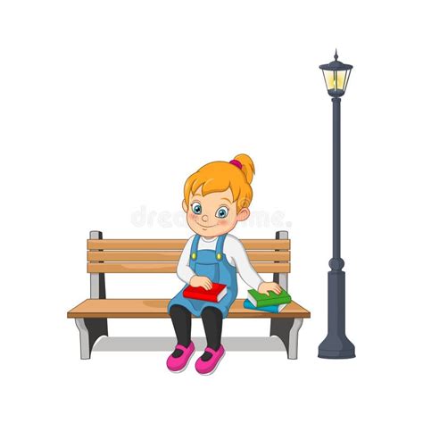 Cartoon Girl Sitting On Bench