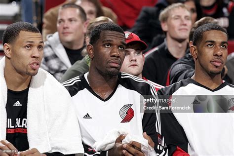 Brandon Roy Greg Oden And Lamarcus Aldridge Of The Portland Trail