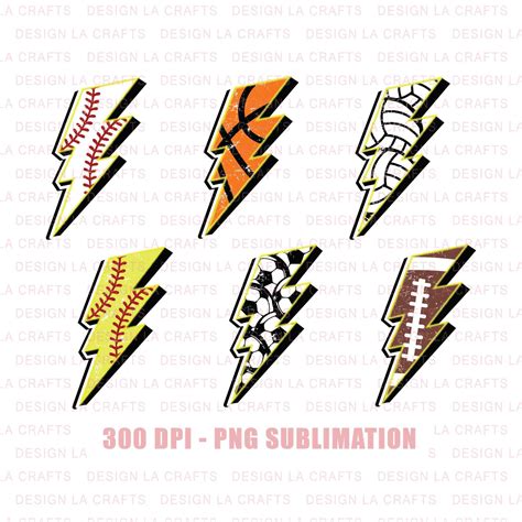 Sports Ball Lightning Bolt Bundle Football Basketball Etsy