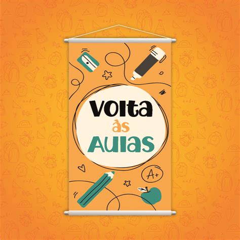 Volta às Aulas Banner Amarelo Escolar Pedagógico Loja PlimShop