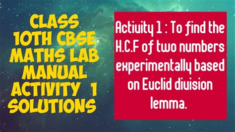 CLASS 10TH MATHS LAB MANUAL ACTIVITY 1 SOLUTIONS 2022 23 YouTube