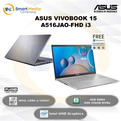 Jual ASUS VIVOBOOK 15 A516JAO I3 1005G1 4GB 256GB SSD INTEL UHD