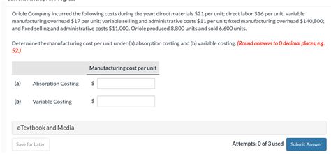 Solved Oriole Company Incurred The Following Costs During Chegg