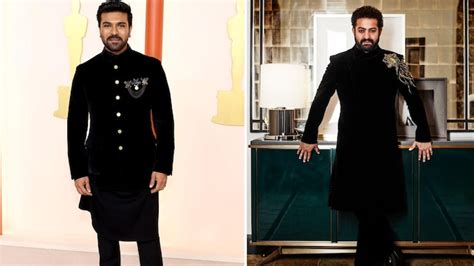 Ram Charan And Jr Ntr Arrive At Oscars 2023 Dressed In Black Ethnic