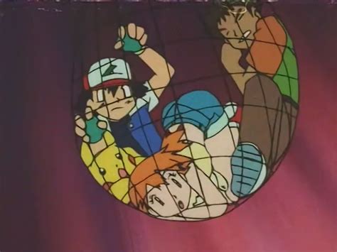 Ash Misty And Brock Trapped In Net By Team Rocket Monster Characters