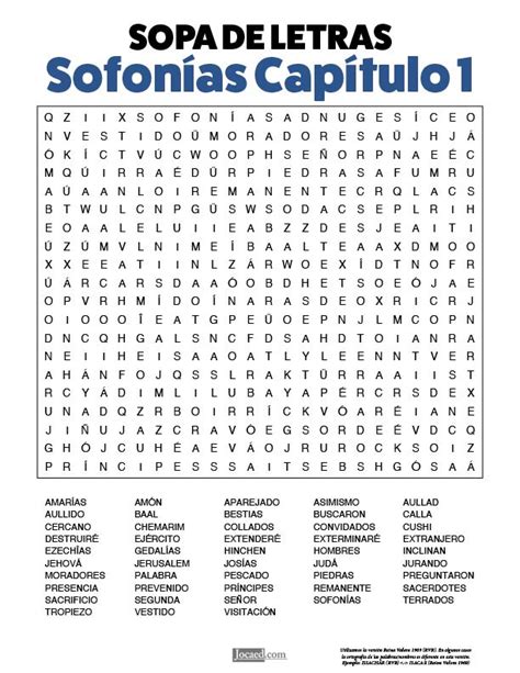 Sopa De Letras Sofonías Capítulo 1 Sopa De Letras Letras Sopas De