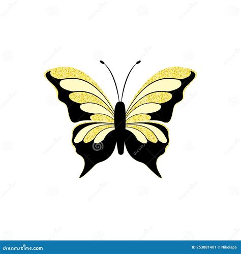 Silueta De Mariposa Negra Y Dorada Ilustración del Vector