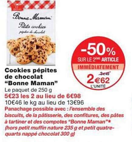 Promo Cookies P Pites De Chocolat Bonne Maman Chez Monoprix