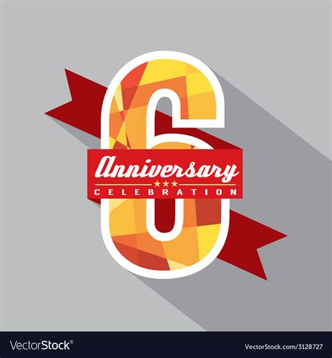 6th Years Anniversary Celebration Design Vector Image