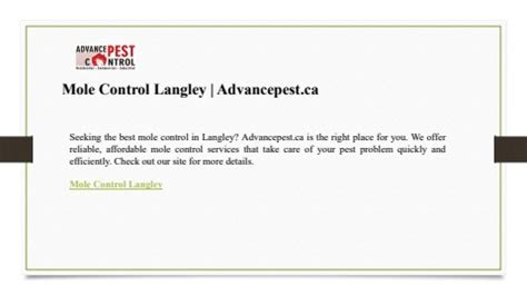 Mole Control Langley Advancepest Ca