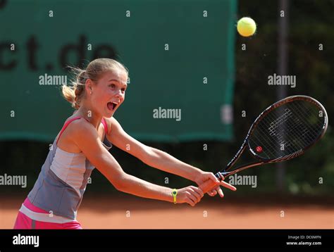 Young Girl Playing Tennis Stock Photo Alamy