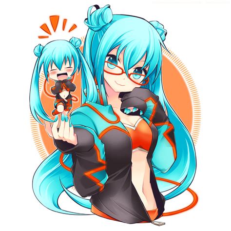 Safebooru Aqua Eyes Aqua Hair Bespectacled Glasses Hatsune Miku Long