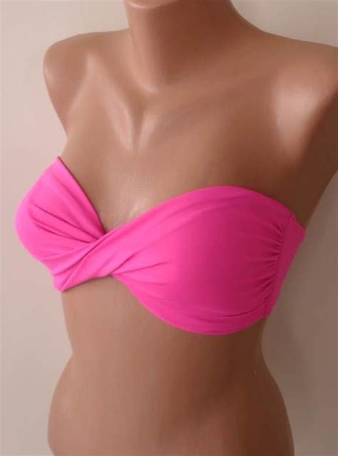 Hot Pink Bandeau Bikini Top Straples Bikini By SummerSunDesign 22 00