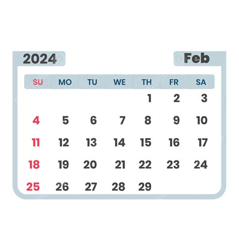 Calendario Creativo Diseño Febrero 2024 Vector PNG dibujos Febrero