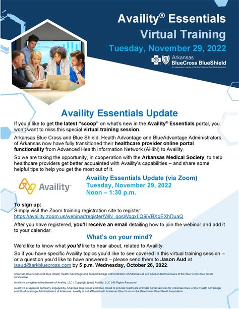 Availity Essentials Virtual Training - Arkansas Medical Society