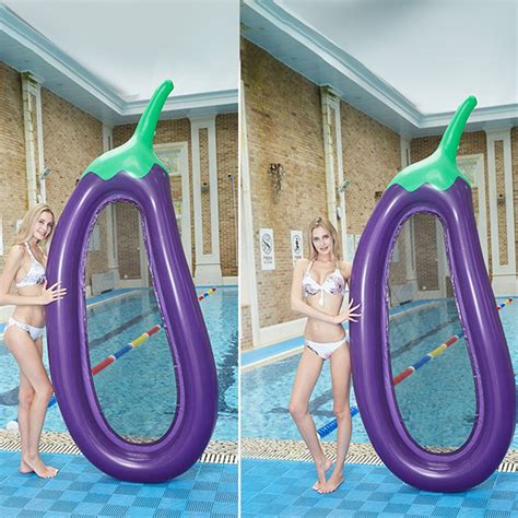 Large Eggplant Pool Float Adult Inflatable Summer Water Lounge Raft