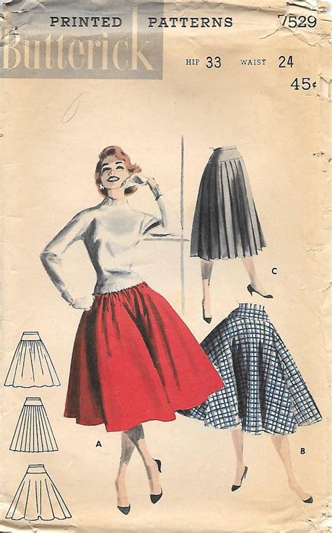 Waist S Butterick Uncut Hip Yoked Circle Skirt Vintage