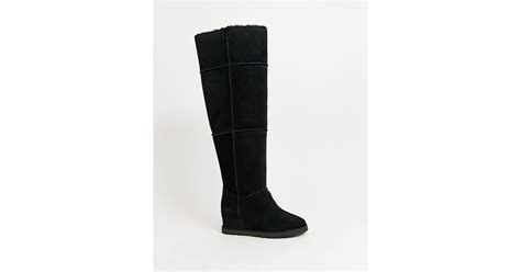 Ugg Classic Femme Over The Knee Sheepskin Lined Suede Boots In Black Lyst