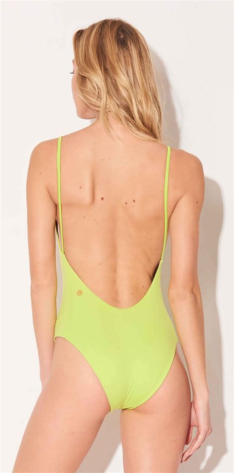 Reversible Yellow Nude Beige One Piece Swimsuit Maio Lime