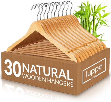 Amazon Wooden Hangers Pack Natural Top Notch Durable Slim