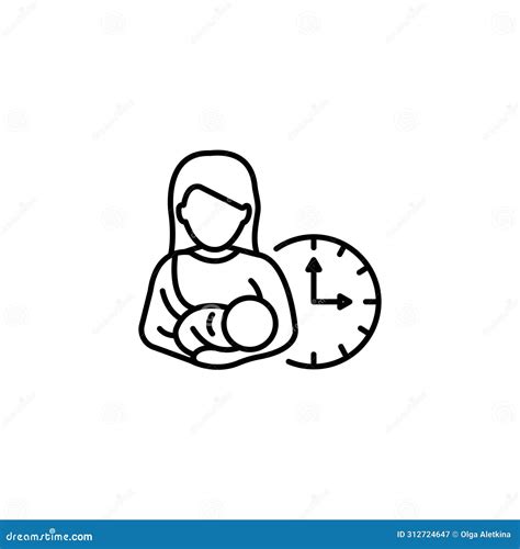 Breastfeeding Schedule Line Icon. Vector Illustration a Baby in a Sling