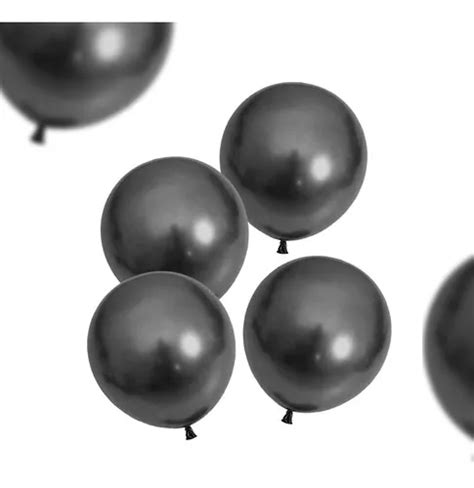 Set 25 Globos Látex Metalizados Color Negro MercadoLibre