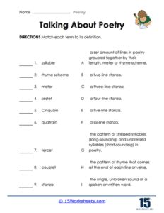 Poetry Worksheets Worksheets