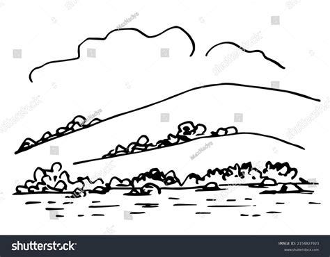 Simple Black Outline Vector Drawing Mountain Stock Vector (Royalty Free ...