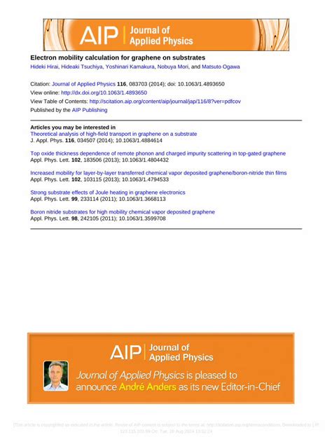 (PDF) Electron mobility calculation for graphene on substrates ...