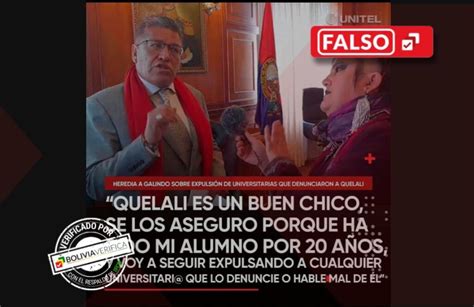 Publicación que afirma que el rector de la UMSA defendió a Quelali es