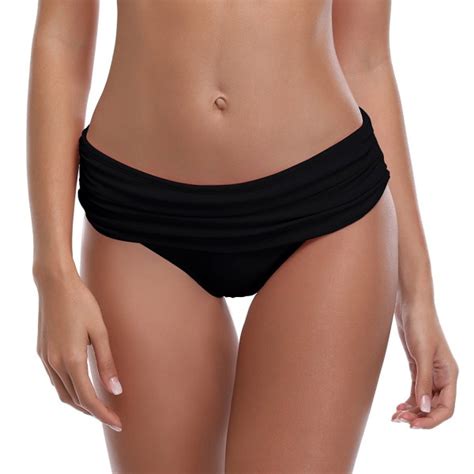 Womens Swimsuit Hipster Bikini Bottoms Full Coverage Ruched High