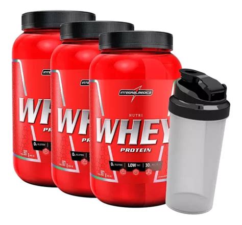 Kit Combo 3x Nutri Whey 907g Integral Shaker Wey Way Proten Frete Grátis