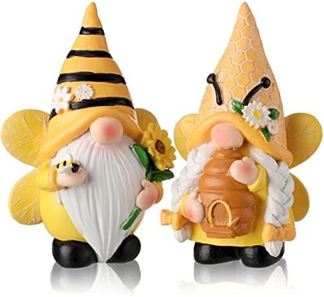 Funoasis 3pcs Resin Bumble Bee Gnomes Spring Summer Home