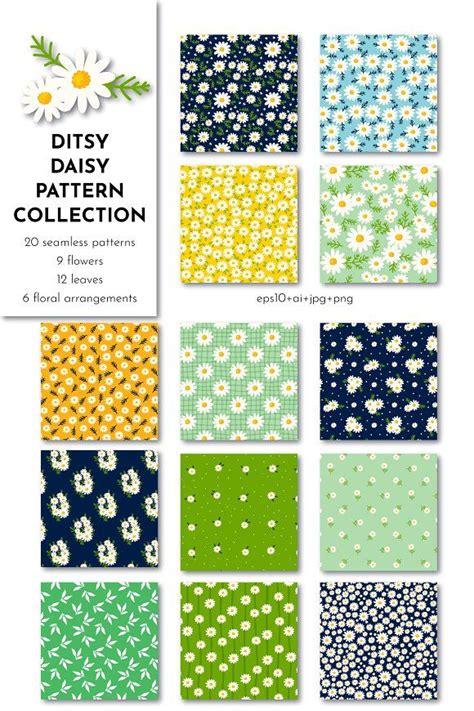 Daisy Ditsy Floral Pattern Bundle Flower Pattern Design Floral