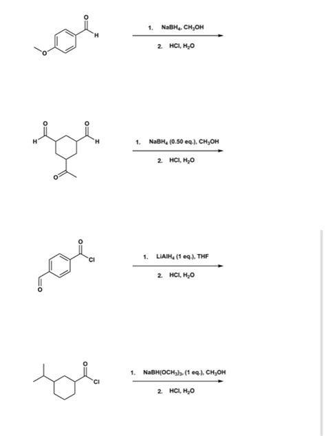 Solved 1 NaBH4 CH OH 2 HCL H2O 1 NaBH 0 50 Eq J Chegg