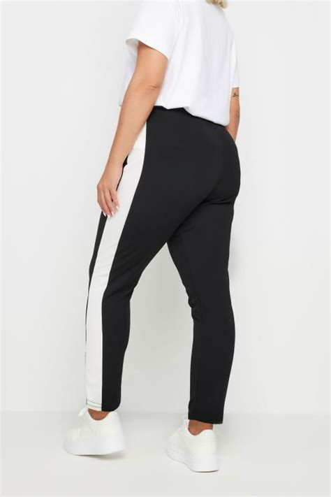 Yours Plus Size Black Side Stripe Tapered Trousers Yours Clothing