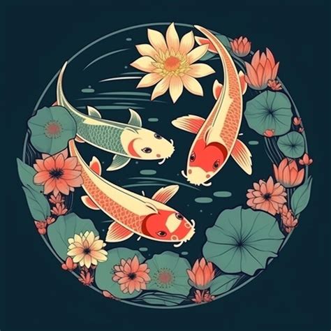 Premium Ai Image There Are Two Koi Fish Swimming In A Pond Of Water