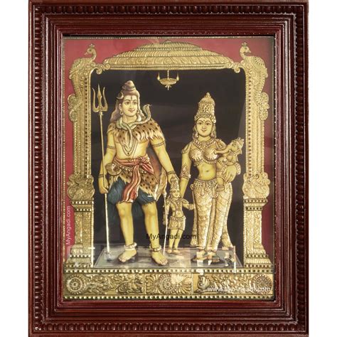 Lord Shiva Parvathi Ganesha Murugan Tanjore Painting Buy Tanjore