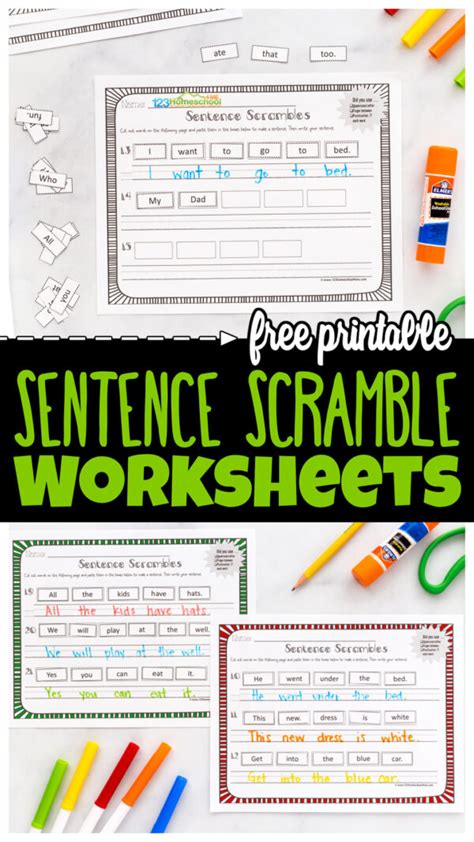 Free Printable Sentence Scramble Worksheets For Kids Sentence