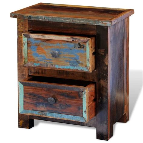 Buy Nightstand With 2 Drawers Solid Reclaimed Wood Mydeal