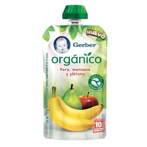 Alimento Para Lactante Gerber Orgánico Sabor Pera Manzana Y Plátano