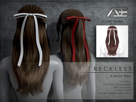 Ade Darma S Reckless Ribbon Bow Hat Sims Hair Sims Collections