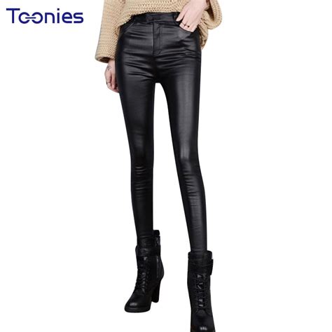 2017 Autumn Skinny Pu Leather Pants Legging Women Trousers Plus Size