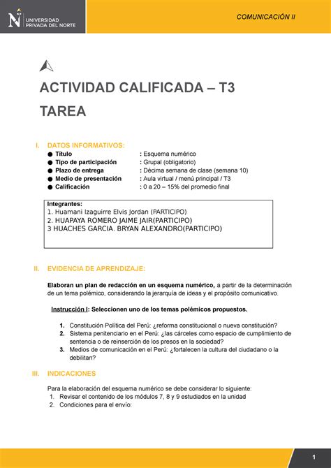 T Comunicacion Ii Grupo Actividad Calificada T Tarea I Datos