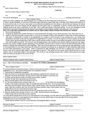 Fillable Online Fifteen Day Notice Of Pending Garnishment Letter Stow