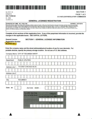 Fillable Online Pbadupws Nrc GL Registration From City Of Tecumseh WWTP