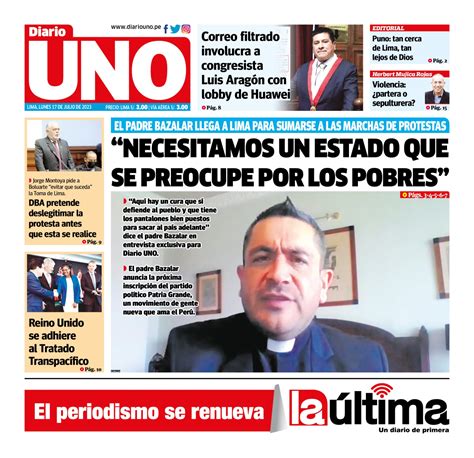 Portada Lunes De Julio De Diario Uno