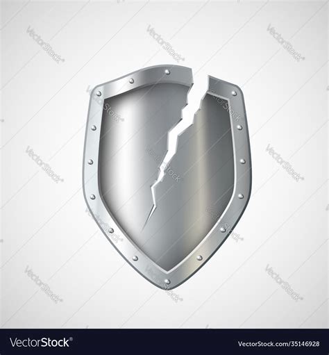 Metal Broken Shield With Crack Royalty Free Vector Image