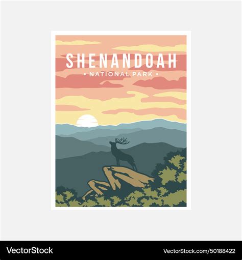 Shenandoah national park poster design Royalty Free Vector