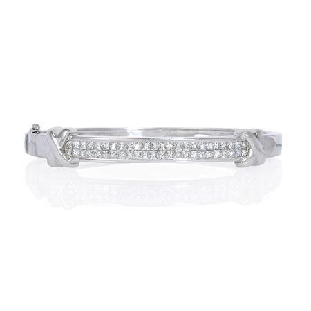 3.24ct Diamond 18k White Gold Bangle Bracelet